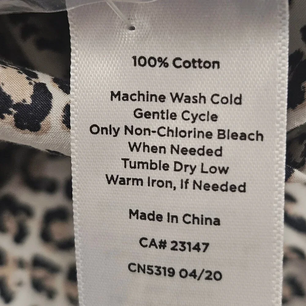 Talbots Plus Petite Leopard Print Button-Down Shirt 3XP 100% Cotton - Picture 4 of 9